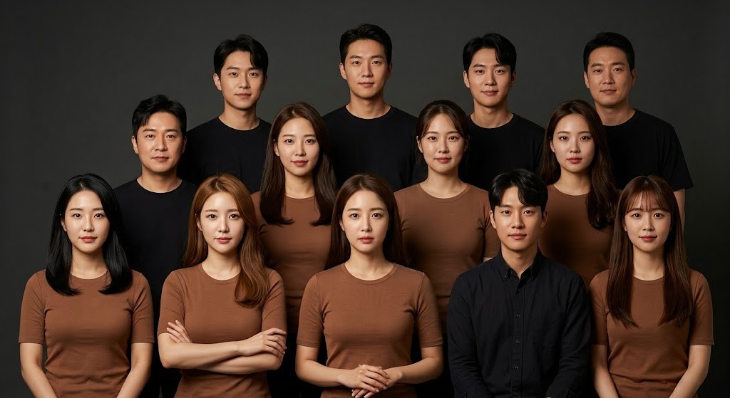 Diverse group watching viral KBS World entertainment content on screen