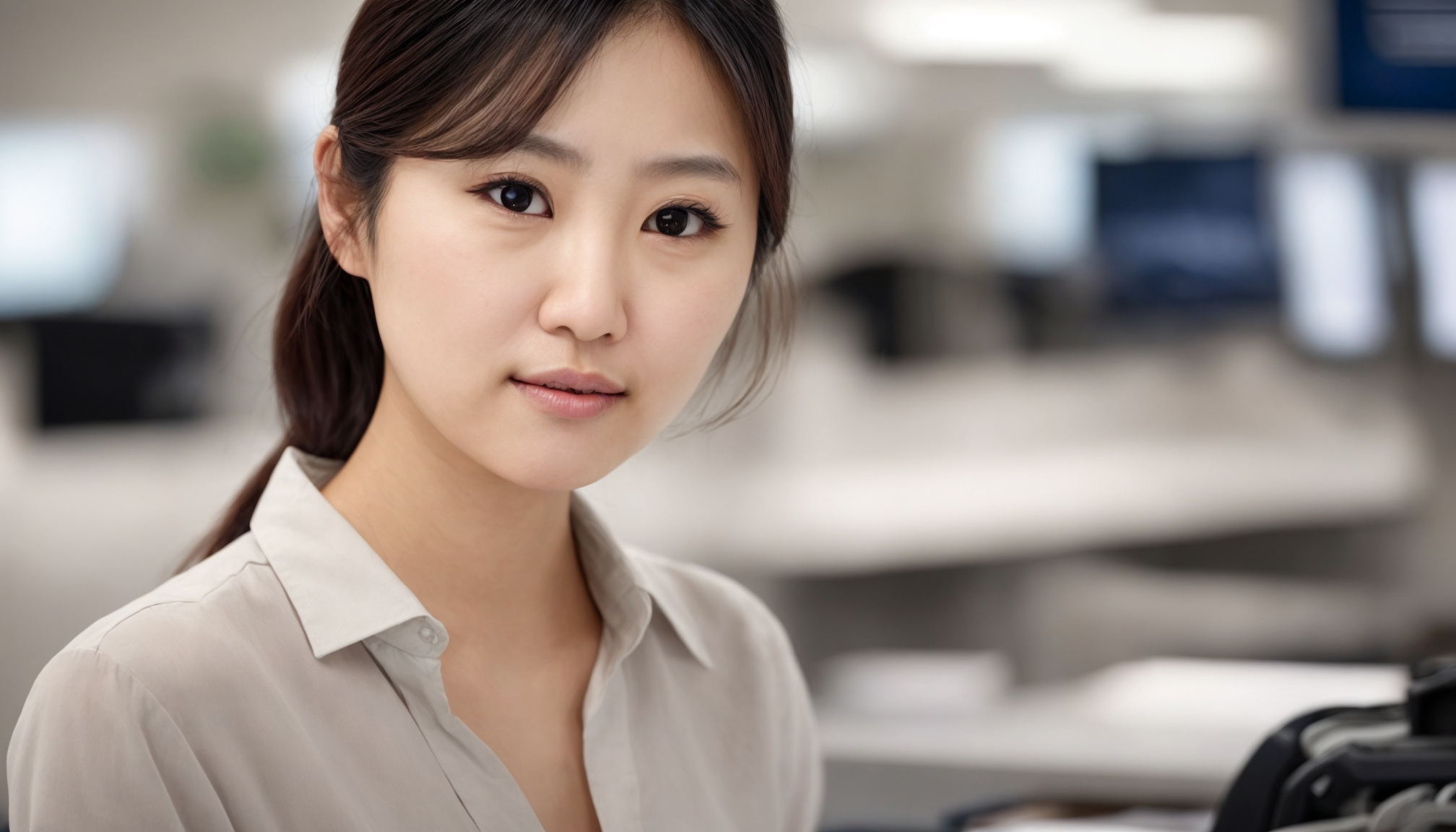 KBS World journalist reviewing documents on Korea entertainment industry scandals in a broadcasting studio